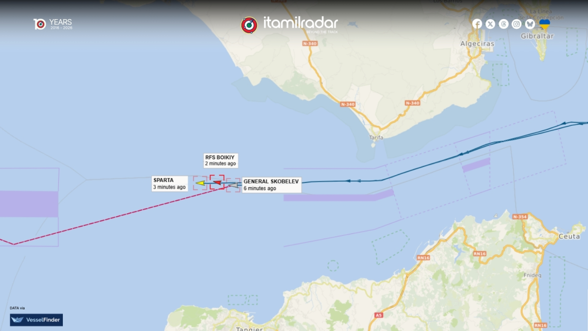 Convoi militar rus traversând Gibraltarul